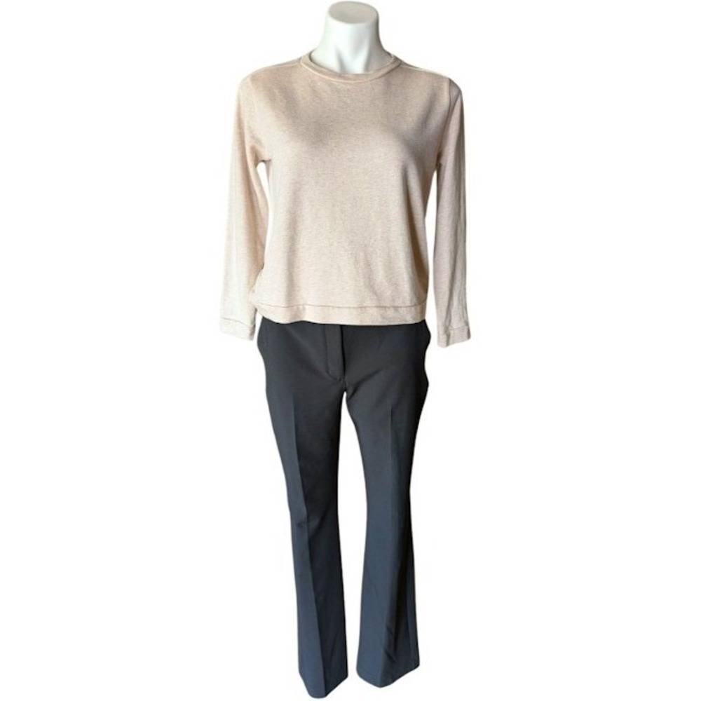 COS Women Heathered Oatmeal Silk Back Cotton Modal Knit Top Size Small‎ - Picture 2 of 8